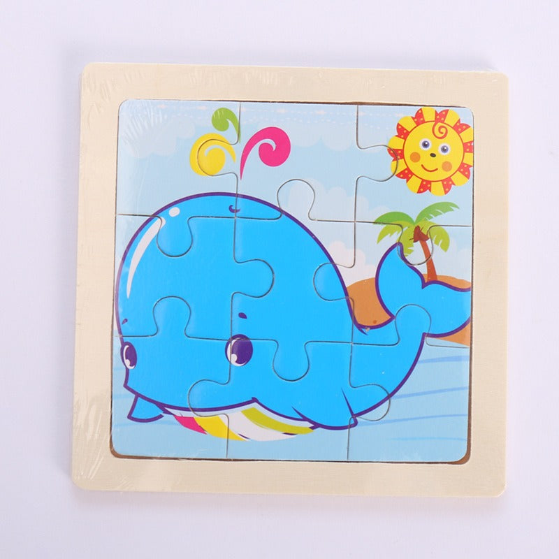 9-Piece Wooden Puzzle Set – Animal & Transportation Early Learning Cognitive Boards