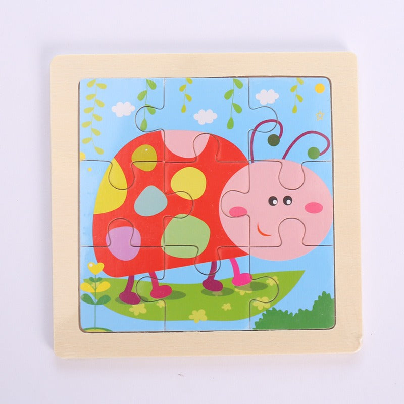 9-Piece Wooden Puzzle Set – Animal & Transportation Early Learning Cognitive Boards