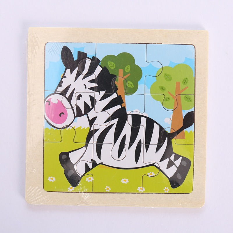 9-Piece Wooden Puzzle Set – Animal & Transportation Early Learning Cognitive Boards