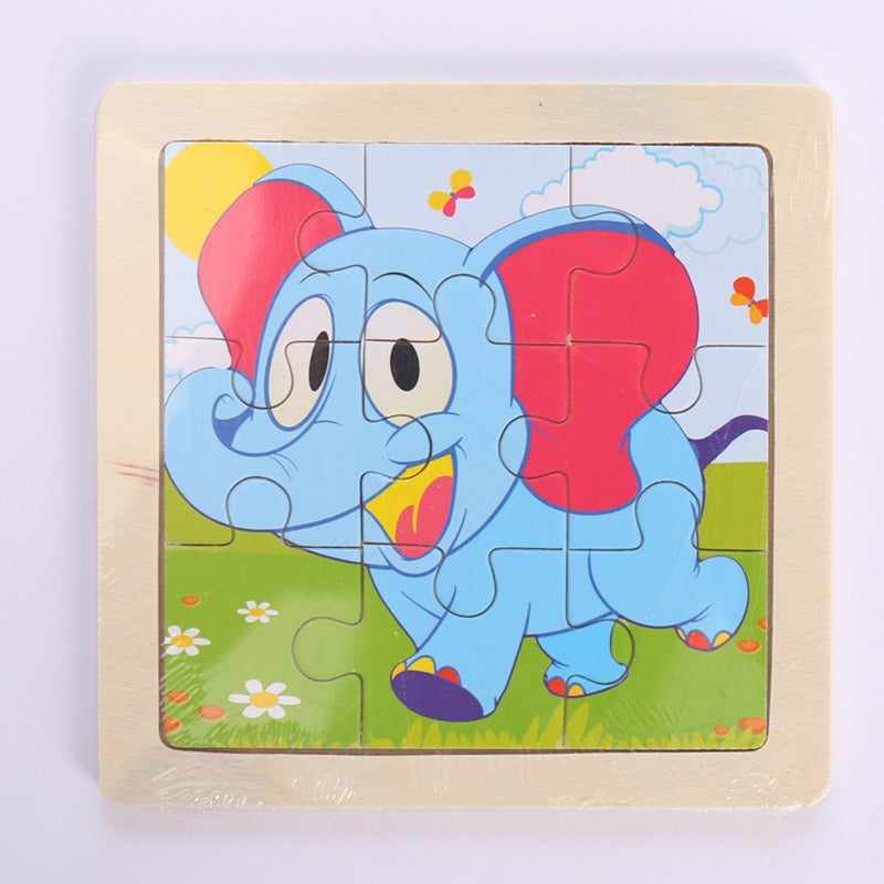 9-Piece Wooden Puzzle Set – Animal & Transportation Early Learning Cognitive Boards