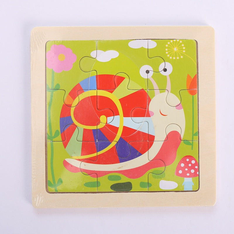 9-Piece Wooden Puzzle Set – Animal & Transportation Early Learning Cognitive Boards