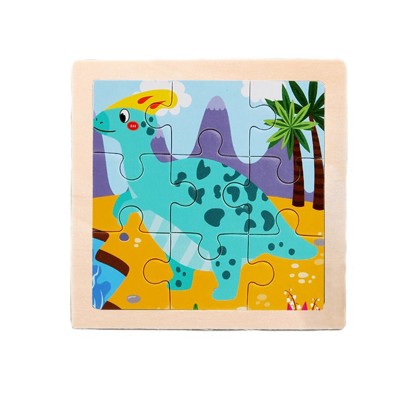 9-Piece Wooden Puzzle Set – Animal & Transportation Early Learning Cognitive Boards