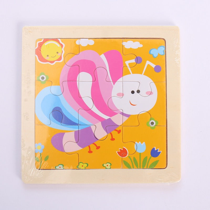 9-Piece Wooden Puzzle Set – Animal & Transportation Early Learning Cognitive Boards