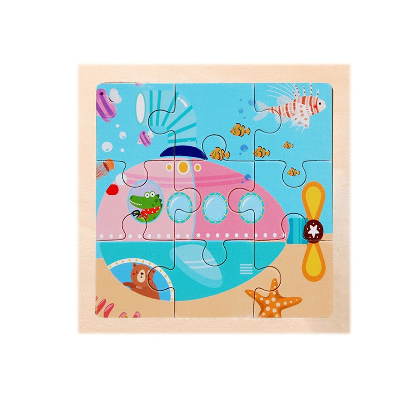 9-Piece Wooden Puzzle Set – Animal & Transportation Early Learning Cognitive Boards