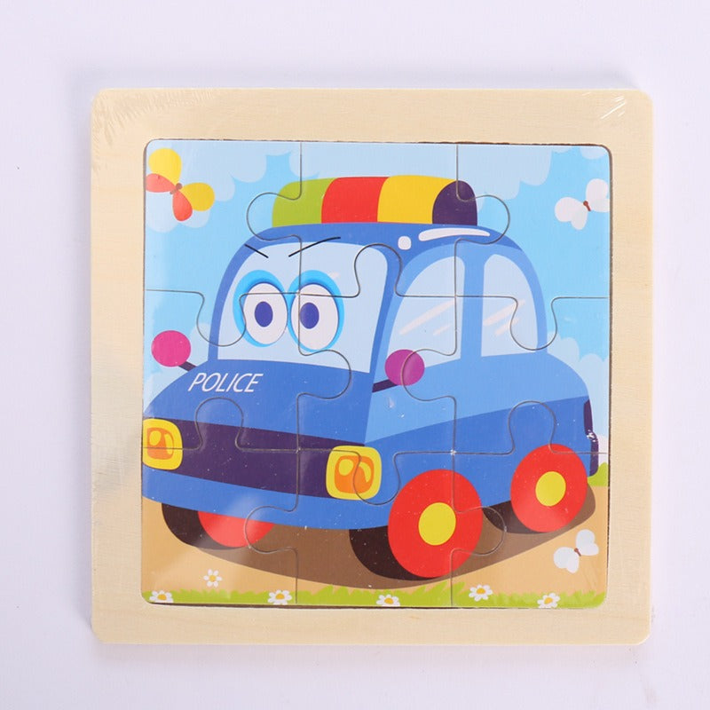 9-Piece Wooden Puzzle Set – Animal & Transportation Early Learning Cognitive Boards