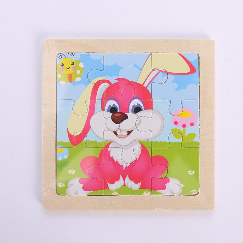 9-Piece Wooden Puzzle Set – Animal & Transportation Early Learning Cognitive Boards