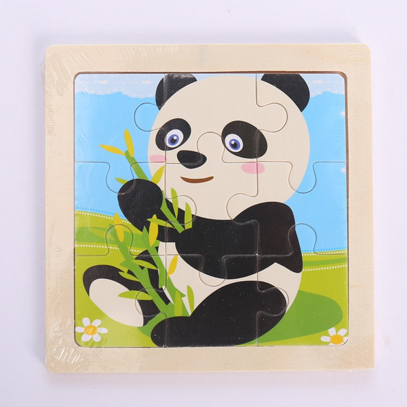 9-Piece Wooden Puzzle Set – Animal & Transportation Early Learning Cognitive Boards