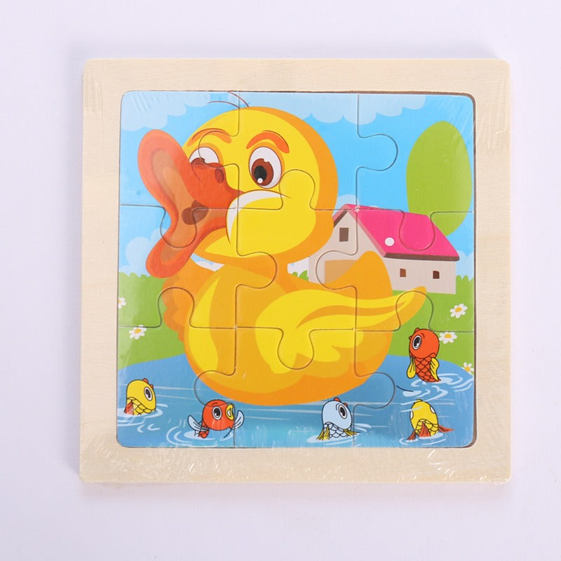 9-Piece Wooden Puzzle Set – Animal & Transportation Early Learning Cognitive Boards