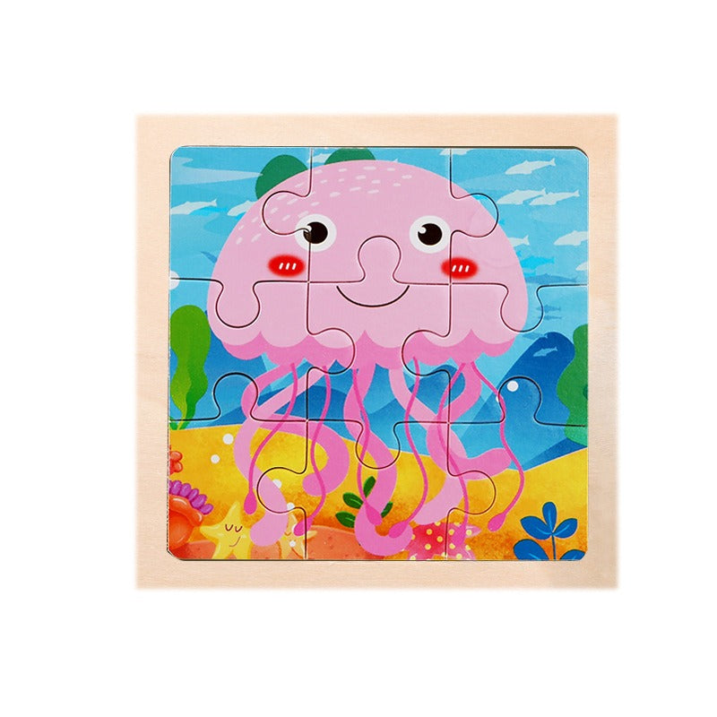 9-Piece Wooden Puzzle Set – Animal & Transportation Early Learning Cognitive Boards