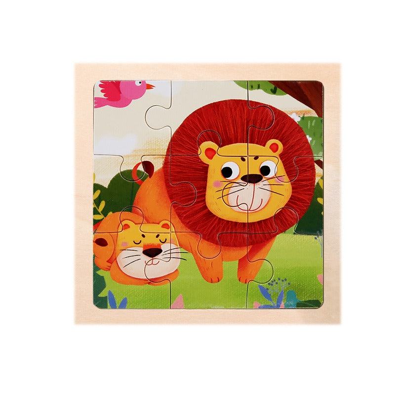 9-Piece Wooden Puzzle Set – Animal & Transportation Early Learning Cognitive Boards