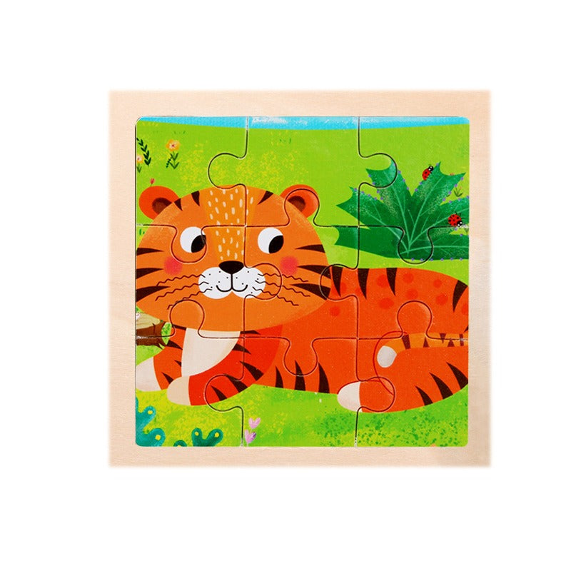9-Piece Wooden Puzzle Set – Animal & Transportation Early Learning Cognitive Boards