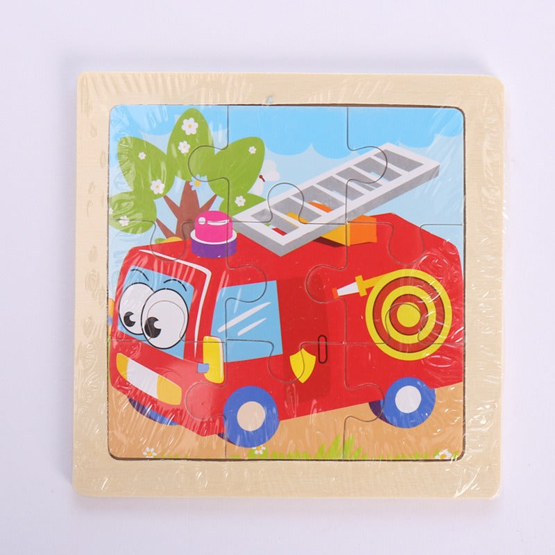 9-Piece Wooden Puzzle Set – Animal & Transportation Early Learning Cognitive Boards