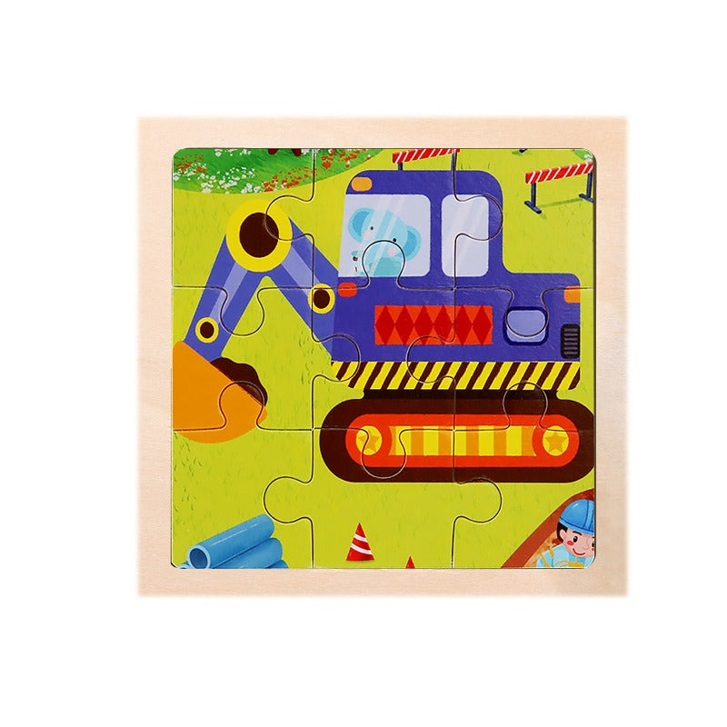 9-Piece Wooden Puzzle Set – Animal & Transportation Early Learning Cognitive Boards