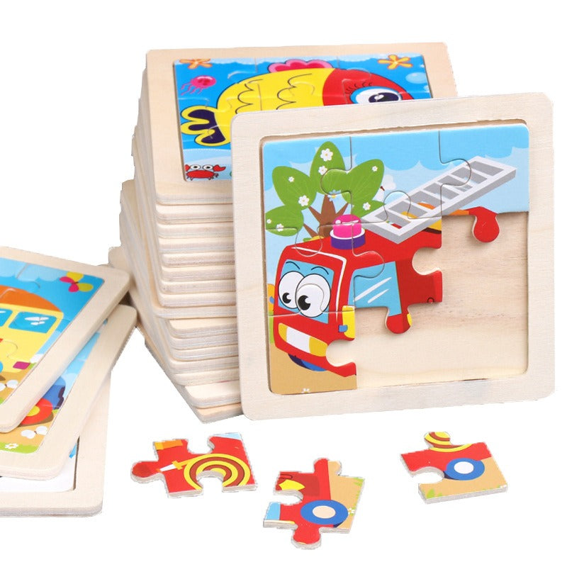 9-Piece Wooden Puzzle Set – Animal & Transportation Early Learning Cognitive Boards