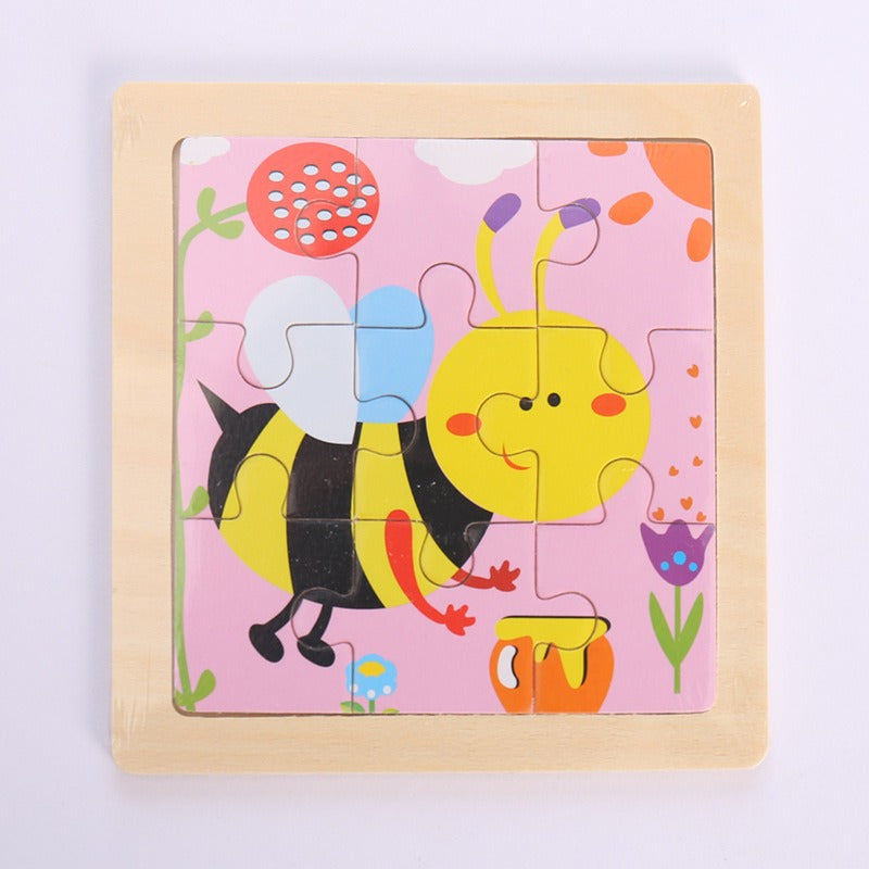 9-Piece Wooden Puzzle Set – Animal & Transportation Early Learning Cognitive Boards