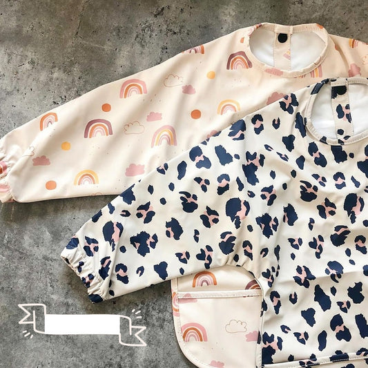 Waterproof Long Sleeve Baby Bib – Pocket Apron for Feeding & Drawing