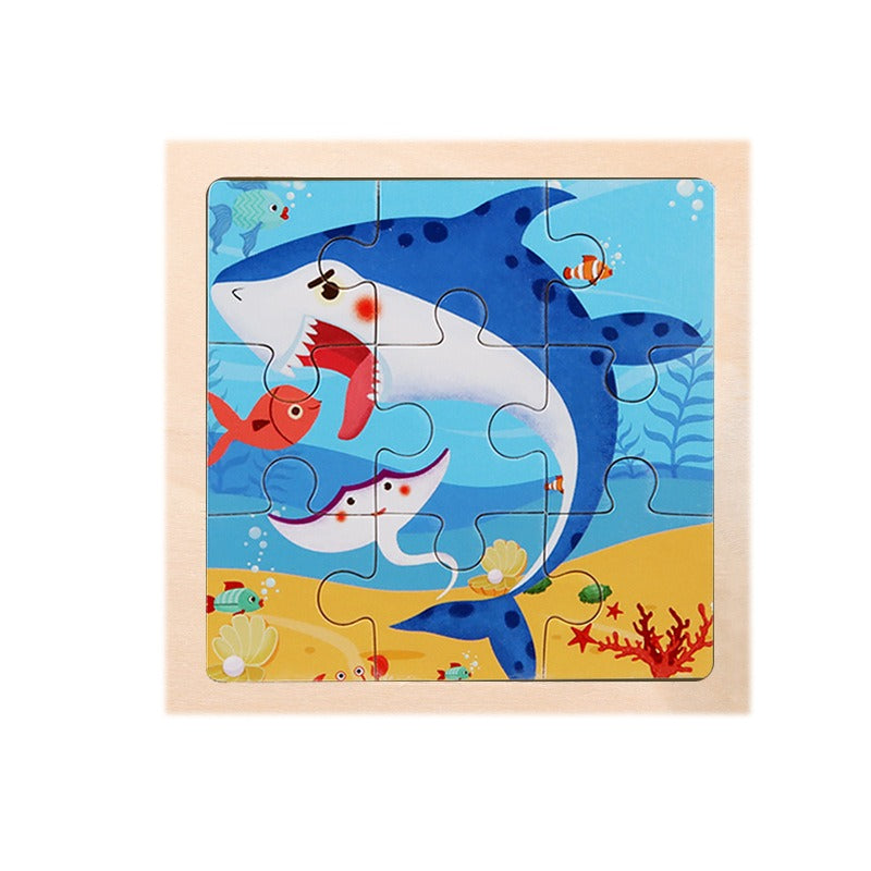 9-Piece Wooden Puzzle Set – Animal & Transportation Early Learning Cognitive Boards