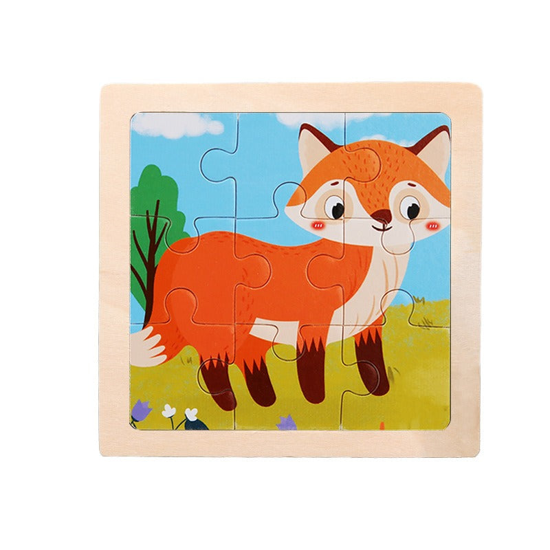 9-Piece Wooden Puzzle Set – Animal & Transportation Early Learning Cognitive Boards