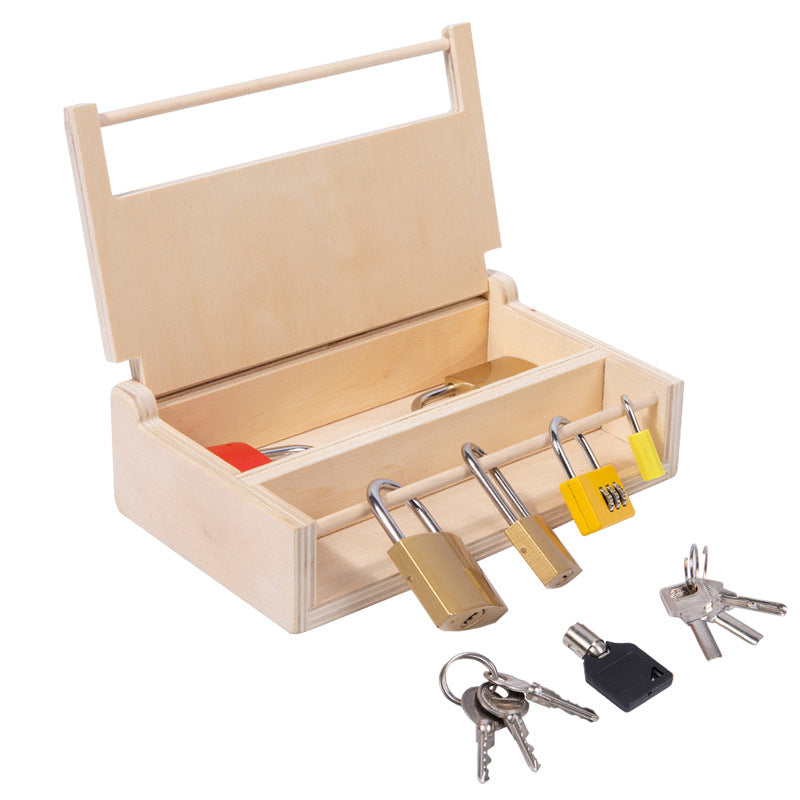 Montessori Wooden Lock Box – Early Childhood Key Unlocking Toy