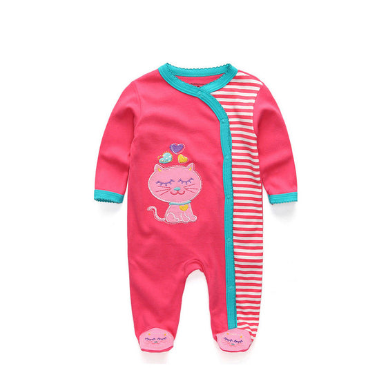 Button- up Cotton Baby Romper – Closed Crawling Outfit