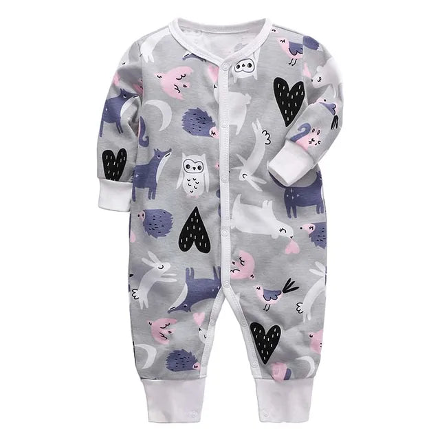 Footed Baby Romper – Long Sleeve Zipper Jumpsuit 0-24M