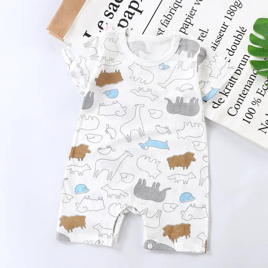 Cartoon Cotton Baby Romper – Knitted Summer Bodysuit 0-24M