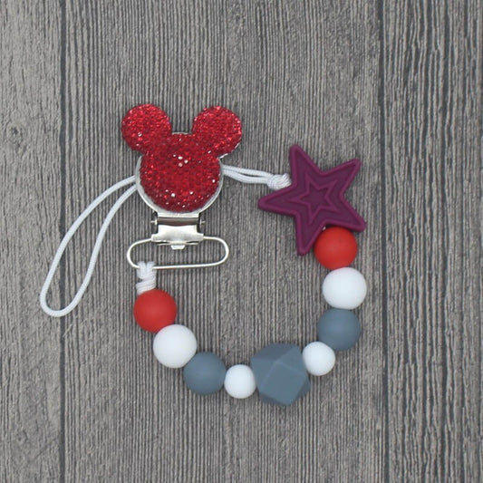 Silicone Bead Pacifier Clip – Star & Round Teether Strap for Babies