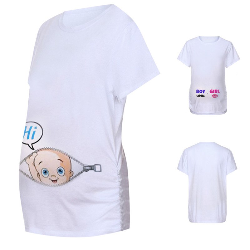 Maternity Letter Print T-Shirt – Short Sleeve Breastfeeding Top for Women