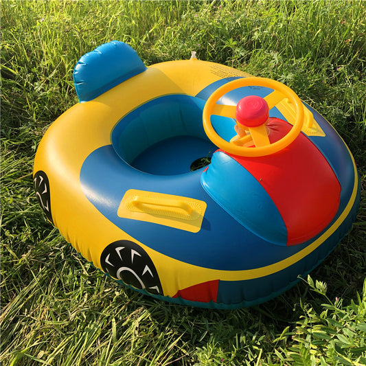 Inflatable Baby Swim Ring – Car-Style Toddler Float with Steering Wheel Seat