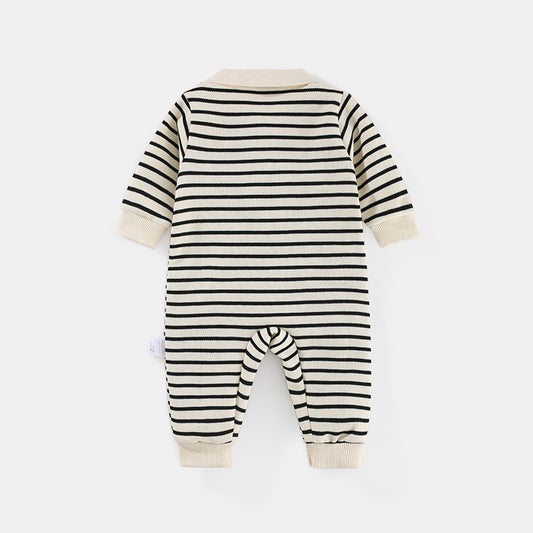 Striped Long Sleeved Sprint/Autumn Baby Boy Romper With Cute Bear Prints