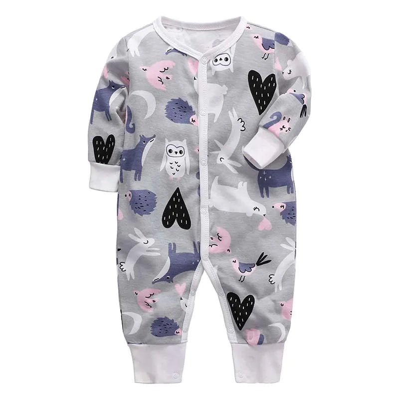 Footed Baby Romper – Long Sleeve Zipper Jumpsuit 0-24M