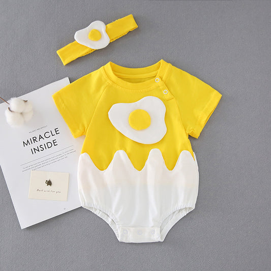 Summer Newborn Girl Onesie With Cute Egg Yolk Design