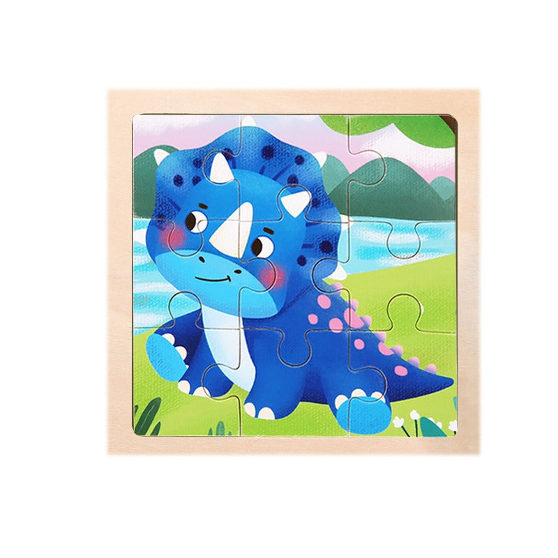 9-Piece Wooden Puzzle Set – Animal & Transportation Early Learning Cognitive Boards