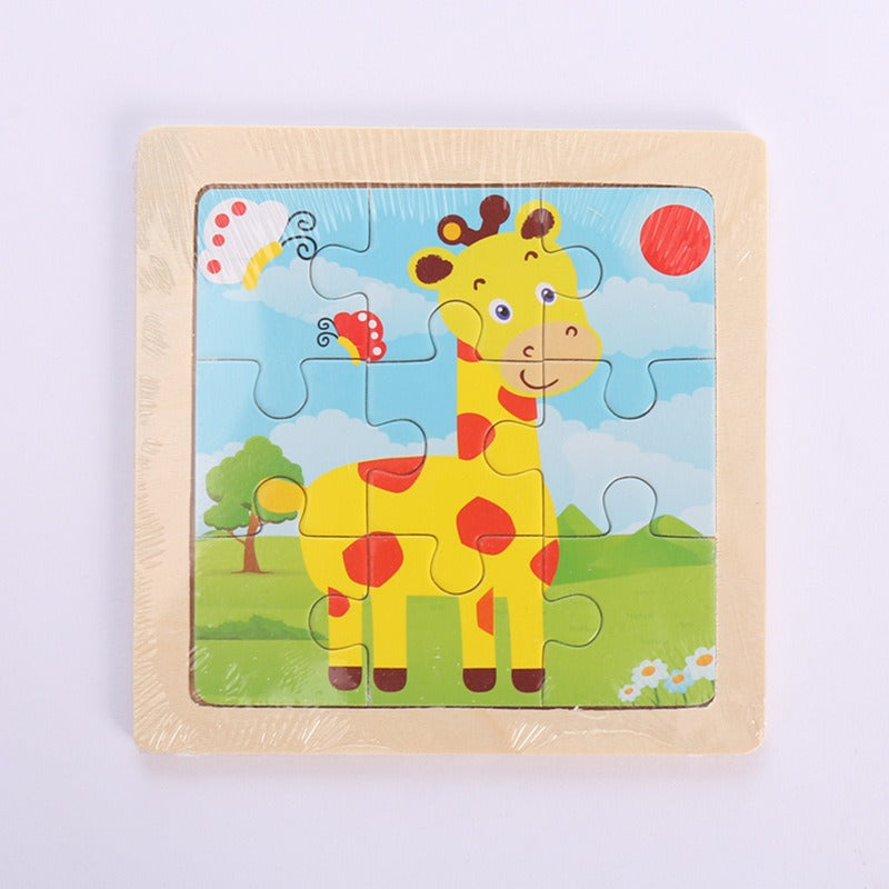 9-Piece Wooden Puzzle Set – Animal & Transportation Early Learning Cognitive Boards