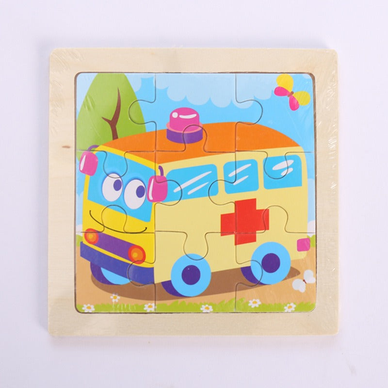 9-Piece Wooden Puzzle Set – Animal & Transportation Early Learning Cognitive Boards