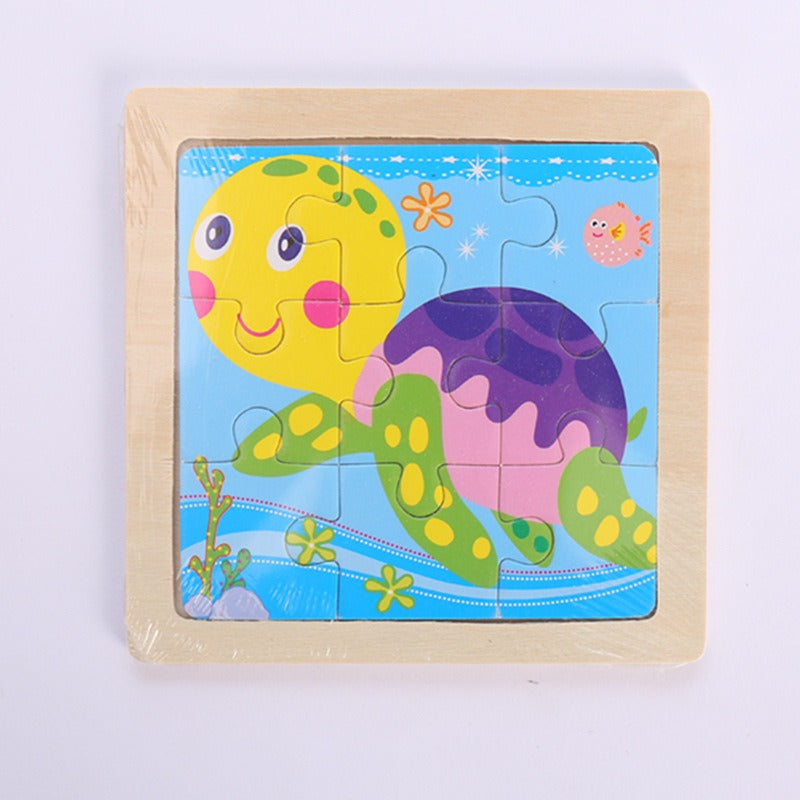 9-Piece Wooden Puzzle Set – Animal & Transportation Early Learning Cognitive Boards