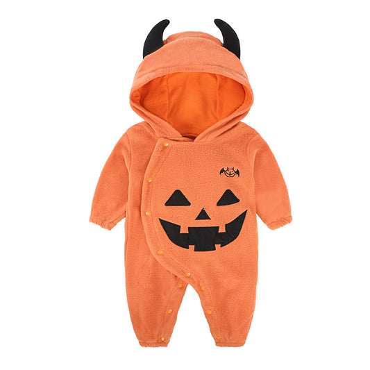 Pumpkin Halloween Hooded Baby Romper