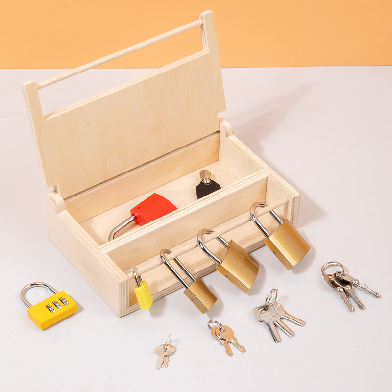 Montessori Wooden Lock Box – Early Childhood Key Unlocking Toy