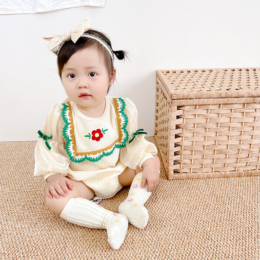 Puff Sleeve Baby Girl Onesie for Newborns and Infants 0 to 12 months -Perfect for Spring & Autumn