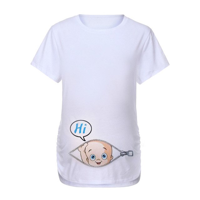 Maternity Letter Print T-Shirt – Short Sleeve Breastfeeding Top for Women