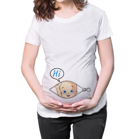 Maternity Letter Print T-Shirt – Short Sleeve Breastfeeding Top for Women