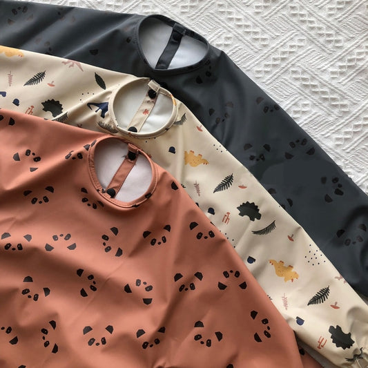 Waterproof Long Sleeve Baby Bib – Pocket Apron for Feeding & Drawing