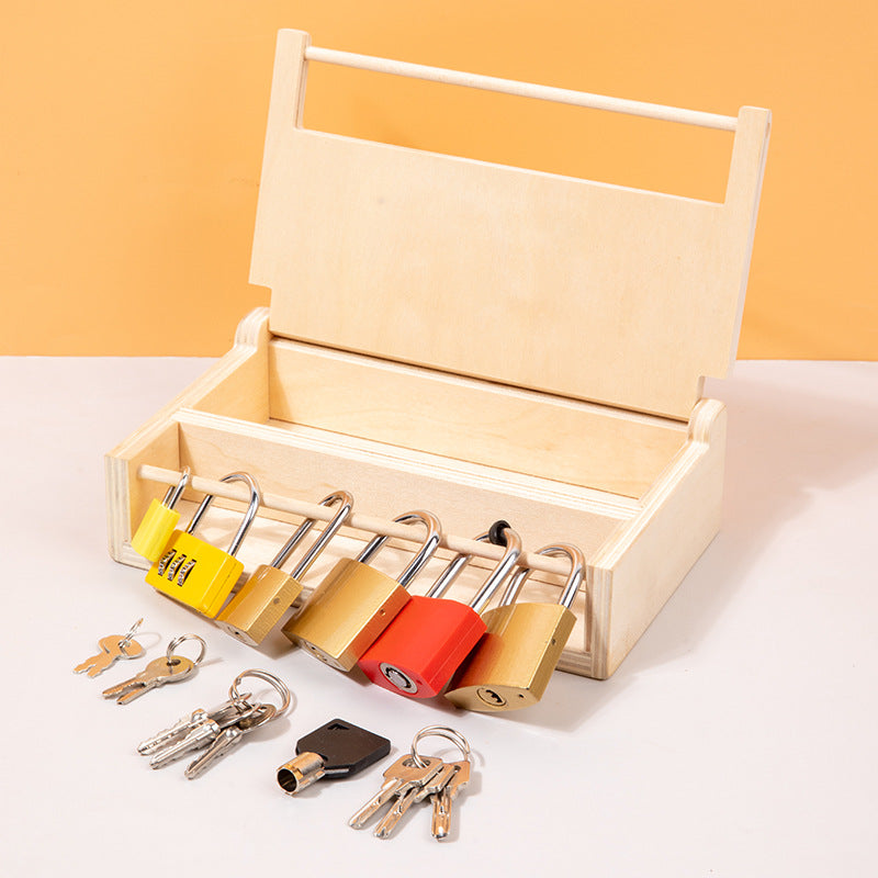 Montessori Wooden Lock Box – Early Childhood Key Unlocking Toy