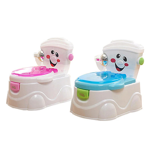 Comfortable Cartoon Face Baby Potty for Boys & Girls with Tissue Holder & Backrest