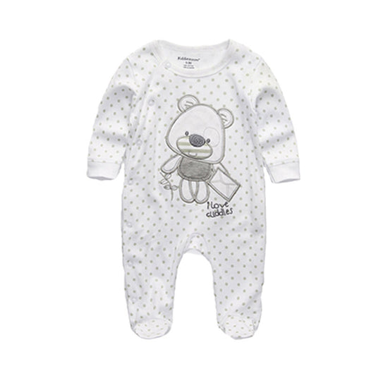 Button- up Cotton Baby Romper – Closed Crawling Outfit