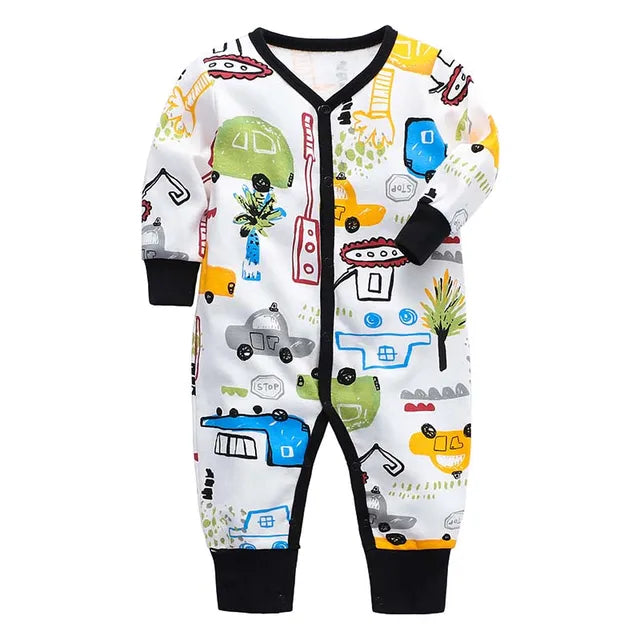 Footed Baby Romper – Long Sleeve Zipper Jumpsuit 0-24M