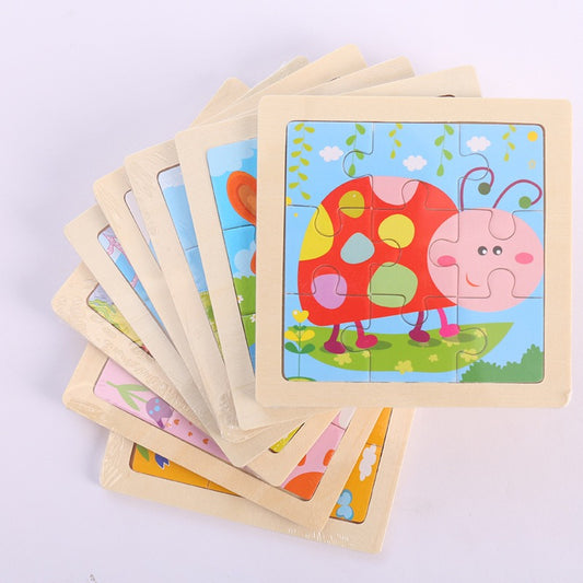 9-Piece Wooden Puzzle Set – Animal & Transportation Early Learning Cognitive Boards