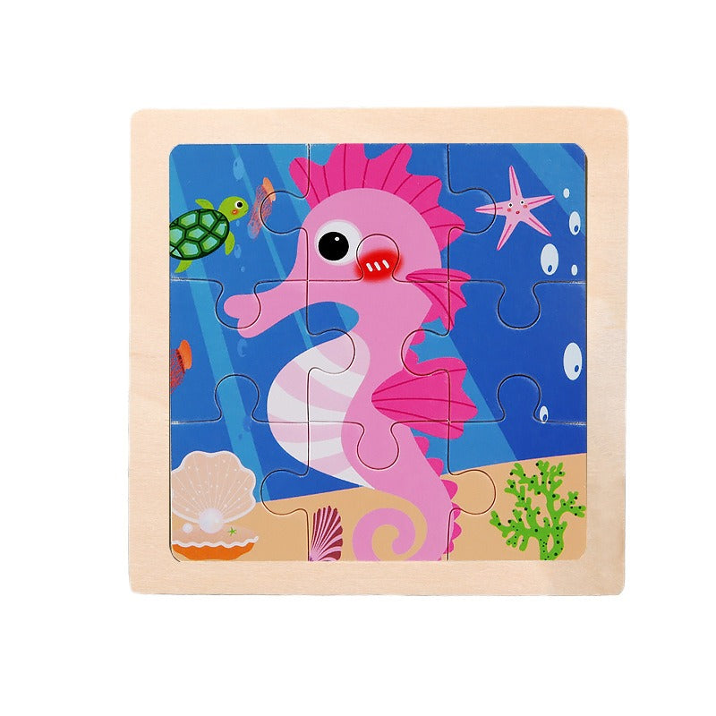 9-Piece Wooden Puzzle Set – Animal & Transportation Early Learning Cognitive Boards