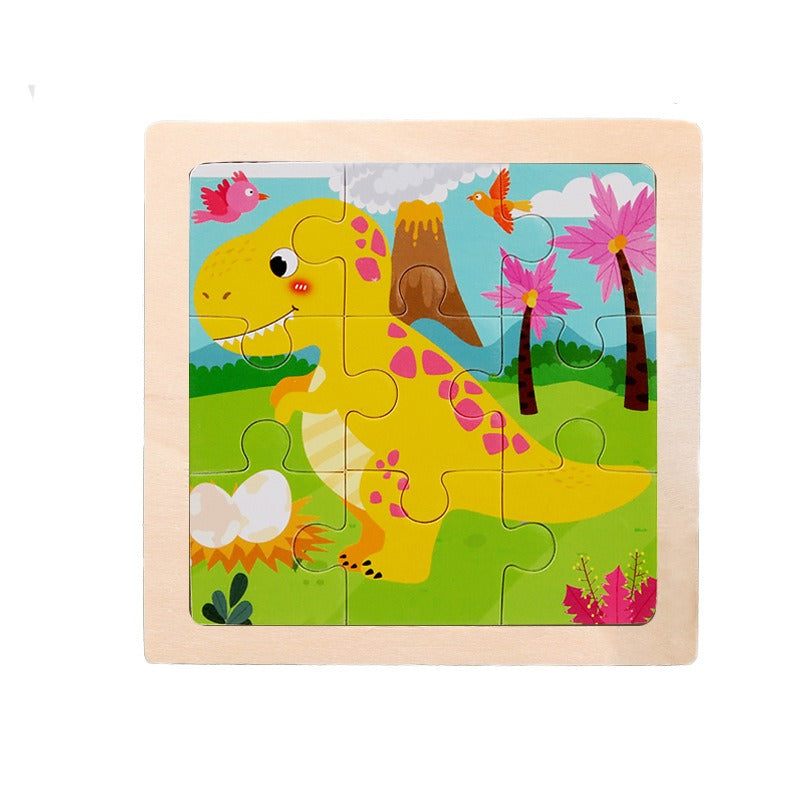 9-Piece Wooden Puzzle Set – Animal & Transportation Early Learning Cognitive Boards