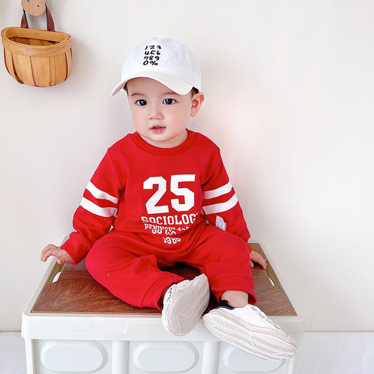 Sports Style Long-Sleeved Baby Boy Romper
